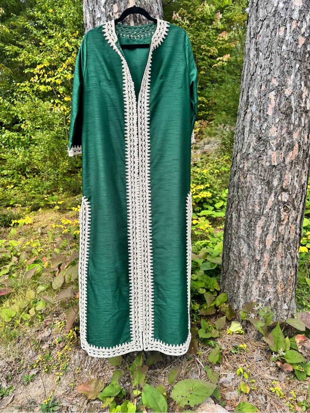 Emerald Green Lace-Trim Maxi Dress